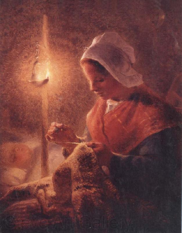 Jean Francois Millet Woman Sewing by Lamplight France oil painting art